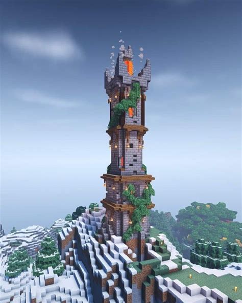 Lava tower to heat my snowy mountain base: Minecraftbuilds | Minecraft castle, Minecraft plans ...