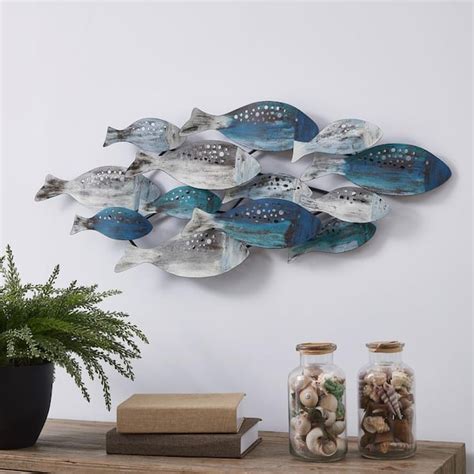 DANYA B Coastal School of Fish Metal Wall Art FHB6563 - The Home Depot