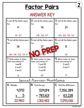 Factor Pairs Worksheets by Shelly Rees | TPT