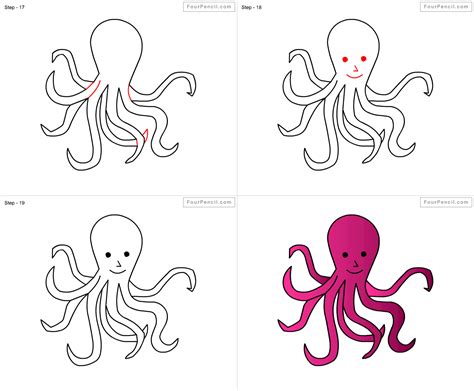 Fpencil: How to draw Octopus for kids step by step