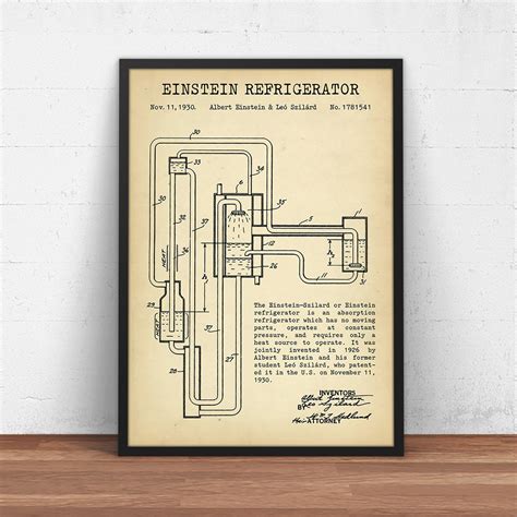 Einstein Refrigerator Patent Print Mad Scientist Decor | Etsy