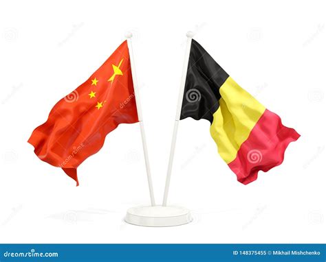 Two Waving Flags of China and Belgium Isolated on White Stock Illustration - Illustration of ...