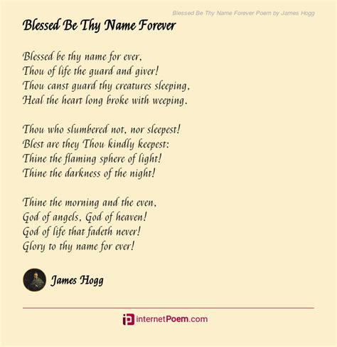 Blessed Be Thy Name Forever Poem by James Hogg