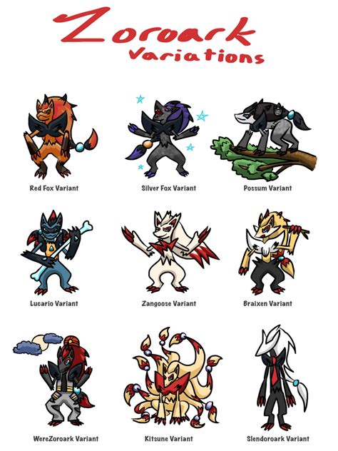 Zoroark Variations! by Sunday-Moonday on DeviantArt