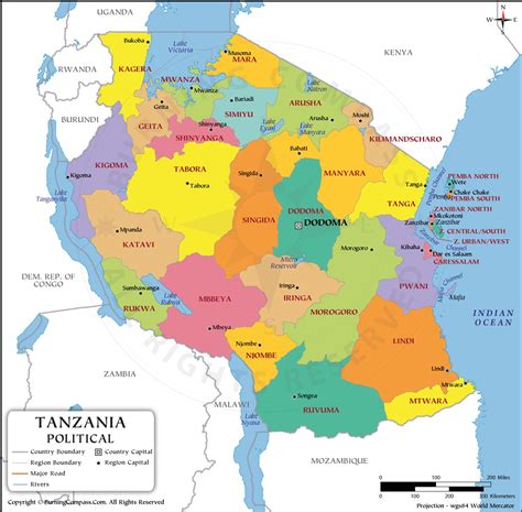 Tanzania Region Map HD