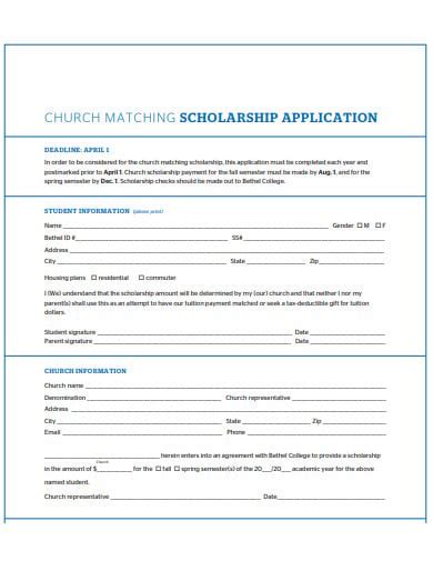 10+ Church Scholarship Application Templates in PDF | DOC | Free ...