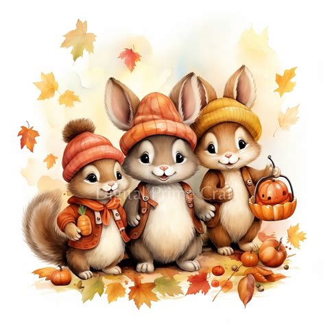 Thanksgiving Clipart, Cute Animals, 8 High Quality Jpgs, Digital Download, Card Making, Mixed ...