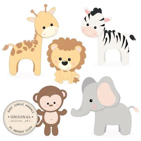 Professional Baby Jungle Animals Clipart & Vector Set Baby - Etsy ...