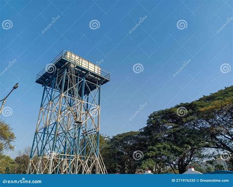 Stock Photo Captures a Watchtower Painted in Blue Color Located at Lingampally Railway Station ...