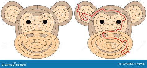 Monkey Maze Game Vector Illustration | CartoonDealer.com #61026812