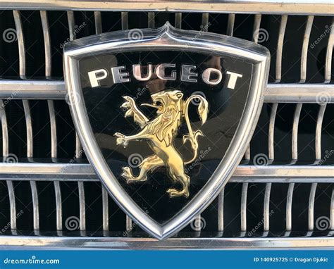 Vintage Peugeot logo editorial image. Image of model - 140925725