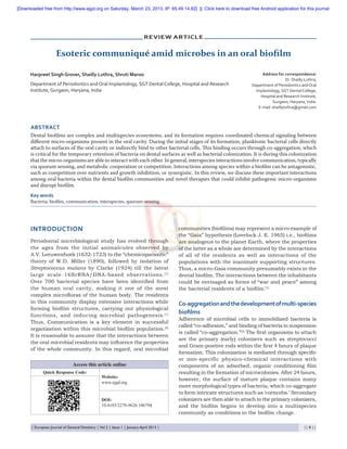 Esoteric communique amid microbes in an oral biofilm | PDF