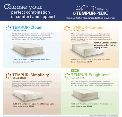 Tempur pedic mattress options... | Tempurpedic, Tempurpedic mattress ...