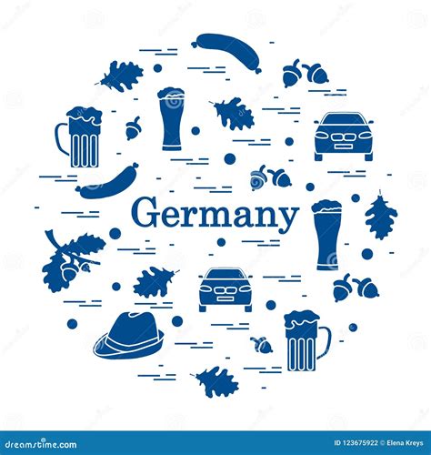 Vector Illustration with Various Symbols of Germany Arranged in Stock Vector - Illustration of ...