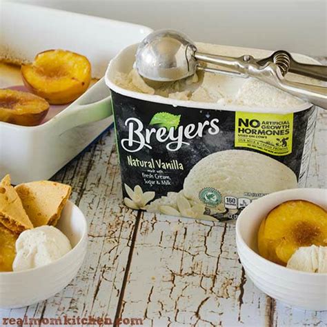 Roasted Peaches with Honeycomb and Breyers Vanilla Ice Cream | Real Mom Kitchen