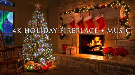 4K Holiday Fireplace + Instrumental Guitar Christmas Music - YouTube