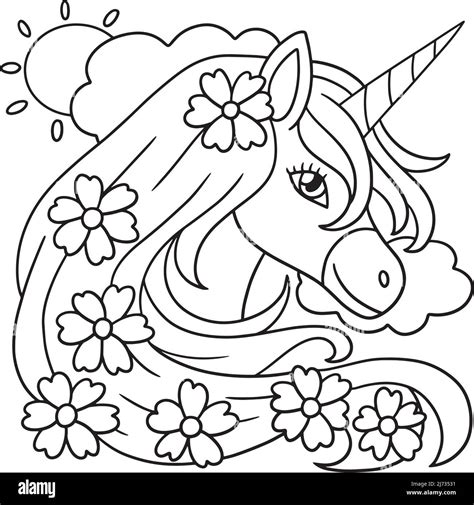 Unicorn Flower Coloring Page for Kids Stock Vector Image & Art - Alamy