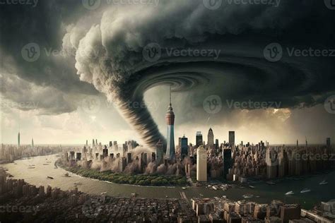 New york city usa Swirling Tornado Destroy Buildings Hurricane Danger Wind Waterspout Twister ...