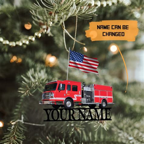 Fire Truck Personalized Christmas Ornament, Fire Engine Customized Ornament, Firefighter ...