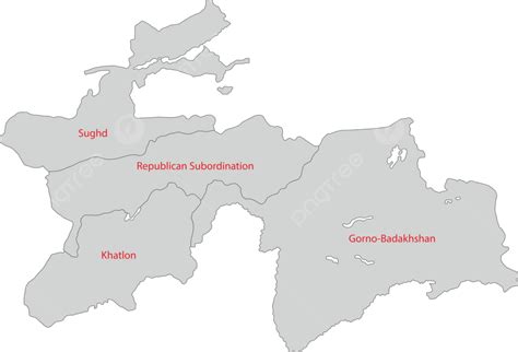 Grey Tajikistan Map State Province Country Vector, State, Province, Country PNG and Vector with ...