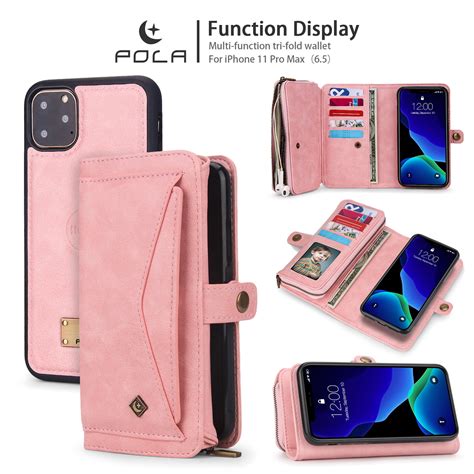 iPhone 11Pro Max 6.5 inch Wallet Case, Dteck 2 in 1 Leather Zipper ...