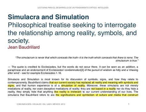 Baudrillard simulacra and simulation