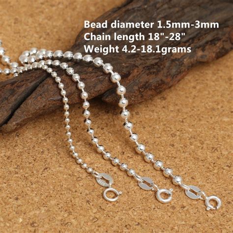 Sterling Silver Bead Chain Sterling Silver Bead Ball Chain - Etsy