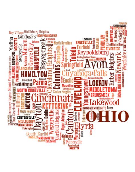 Ohio Map Art Ohio Art Print Ohio State Map Ohio Typography | Etsy