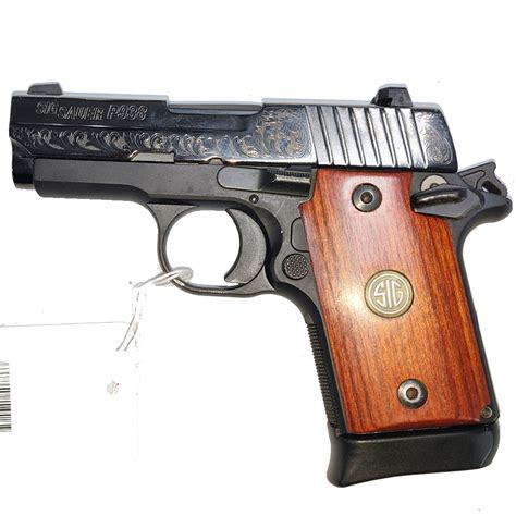 Sig Sauer P938 Engraved Rosewood Pistol 9MM 6rd Night Sights RARE ...