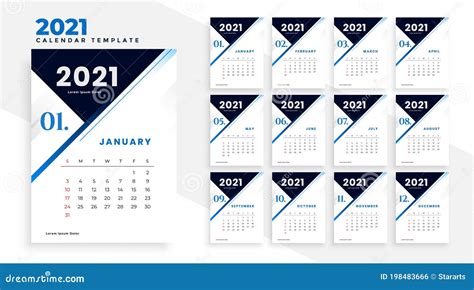 Modern 2021 Business Calendar Template Design Vector Illustration ...