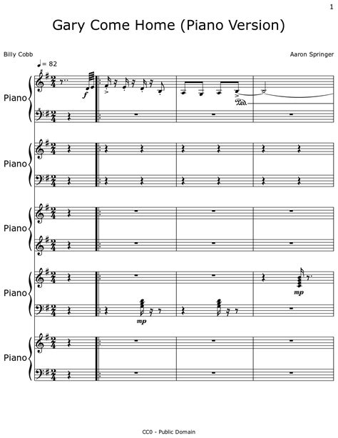 Gary Come Home (Piano Version) - Sheet music for Piano