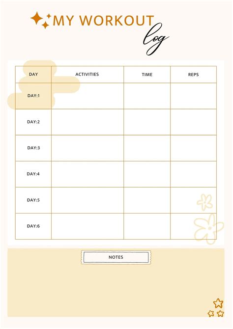 Microsoft Word Workout Log Template - Free Word Template