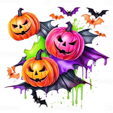 Neon Colors Happy Halloween Design, Halloween Clipart, Generative AI 28899829 PNG