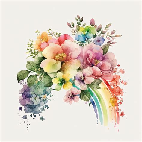 Premium AI Image | Watercolor rainbow flowers illustration isolated on white background ...