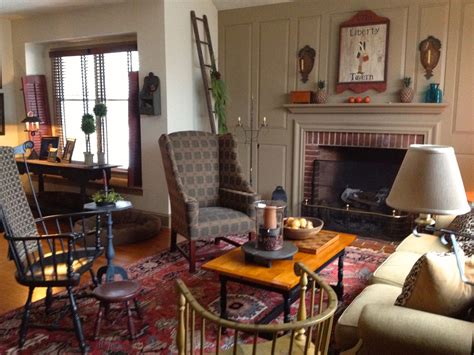 FARMHOUSE – INTERIOR – family room done in colonial style. | Primitive living room, Country ...