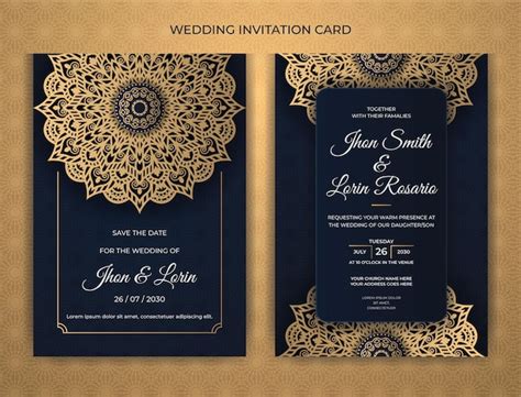 Premium Vector | Luxury golden mandala wedding invitation card with ...