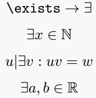 How do you write exist(∃) and not exist(∄) symbol in LaTeX?