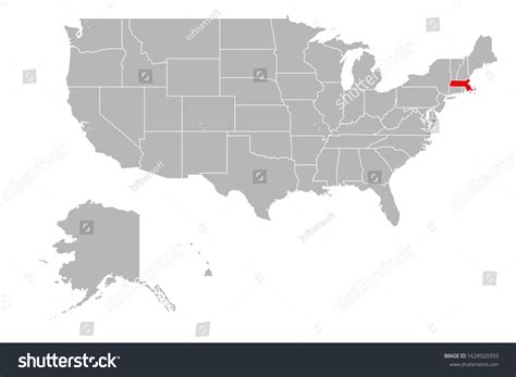 Massachusetts Highlighted On Usa Political Map Stock Vector (Royalty ...