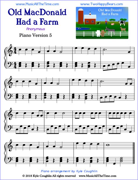 Old MacDonald Had a Farm Piano Sheet Music