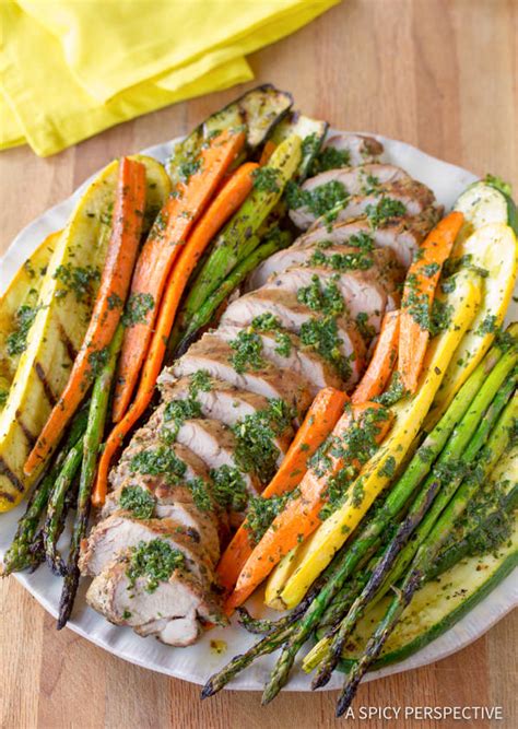 Grilled Pork Tenderloin with Chimichurri and Roasted Vegetables - A Spicy Perspective