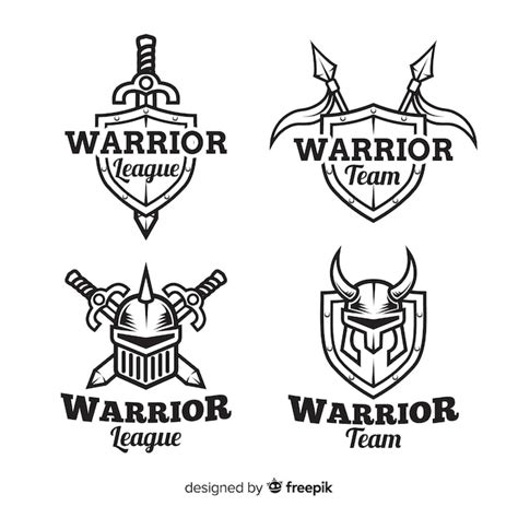 Free Vector | Modern warrior sports logo collection