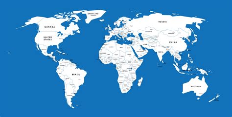 Blue vector world map complete with all countries and capital cities names. 2853810 Vector Art ...