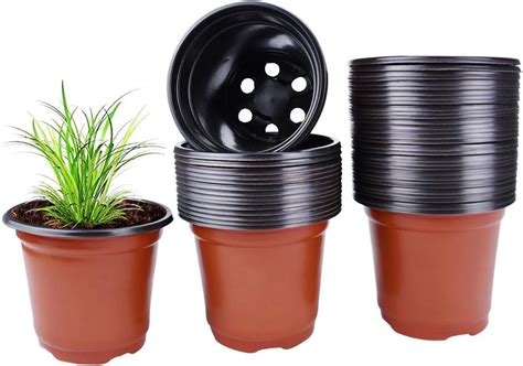 Amazon.com: Plastic Nursery Plant Pot 100 Pack Flower Seedling Starter ...