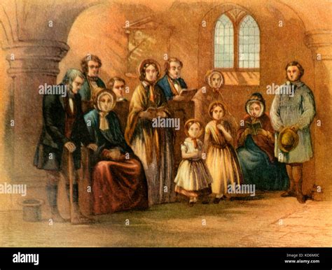 Church congregation -London 1860 Victorian era singing hymn / hymns. Community Stock Photo - Alamy