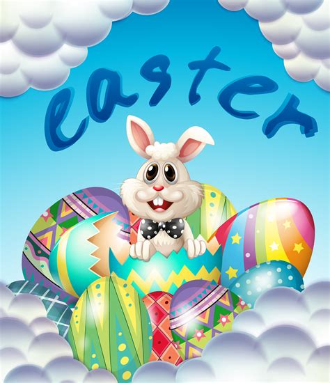 Easter card template with bunny and eggs 519699 Vector Art at Vecteezy