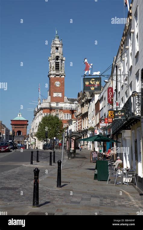 England Essex Colchester view of High Street and Town Hall Stock Photo ...