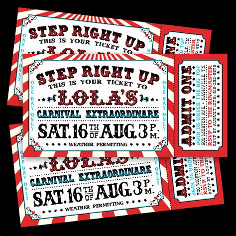 Carnival Ticket Birthday Invitations