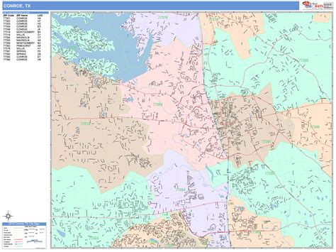 Conroe Texas Wall Map (Color Cast Style) by MarketMAPS