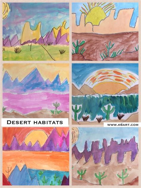 Desert habitat paintings | Landscape art lessons, Desert art projects ...