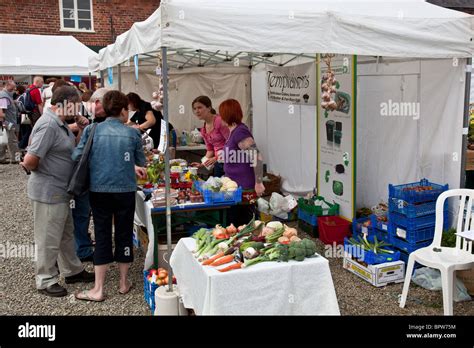 People enjoying the 2010 Welsh Food Festival at Glansevern Hall near ...